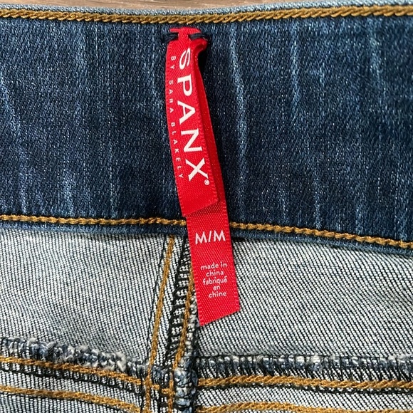 SPANX Distressed Denim Jegging Jeans Leggings Pants Shapewear Raw Hem Medium - Picture 8 of 15